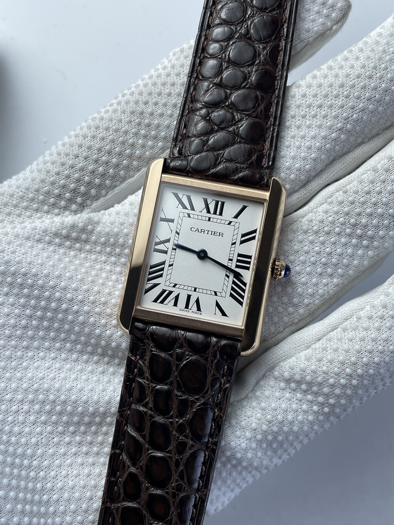 (준비완료/특급배송)NO.2285/K11공장 까르띠에 탱크솔로 27MM 가죽 로즈골드